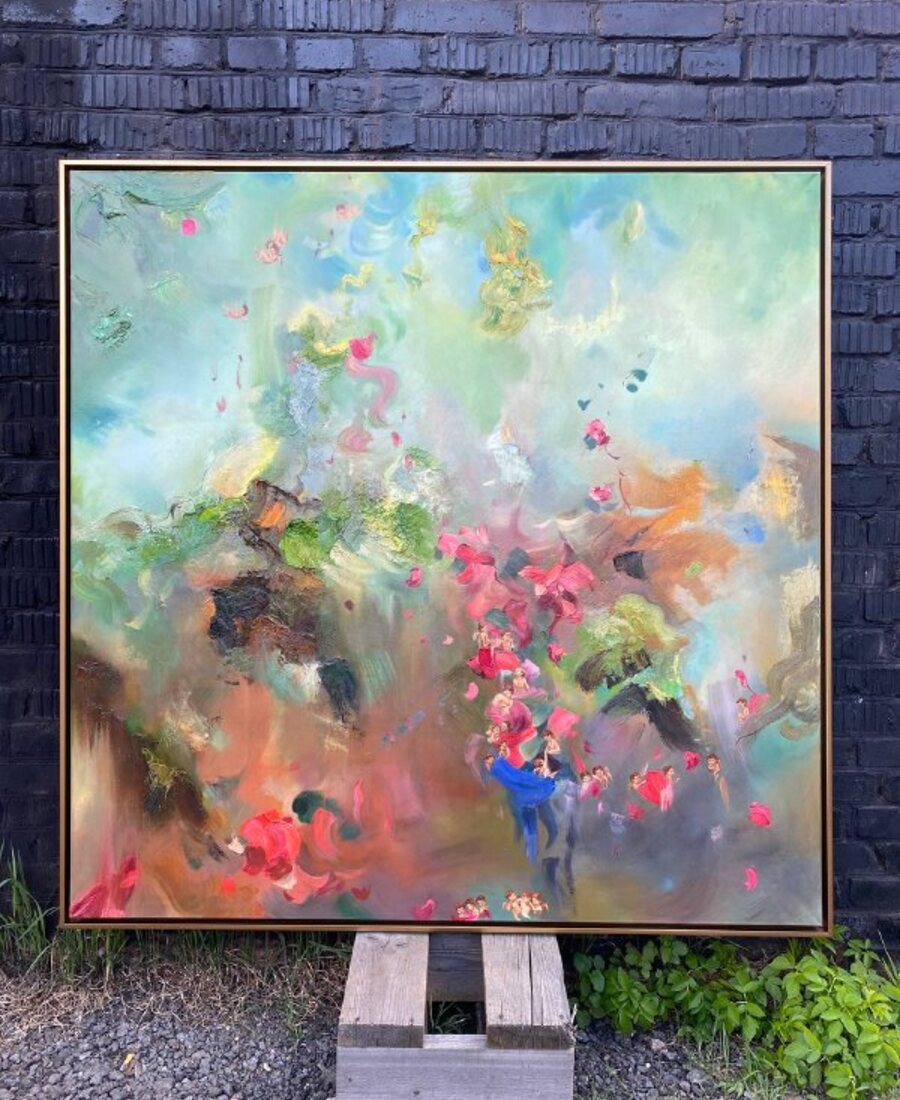 Оформление картины 150х150 см в пластиковый профиль canvas